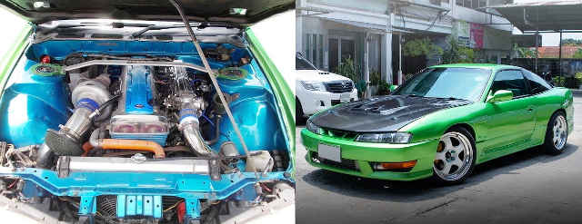 (タイ)S14フェイス変更!2JZ-GTEエンジンスワップ!S13日産200SX＆旧車ジャック2015パレードラン動画