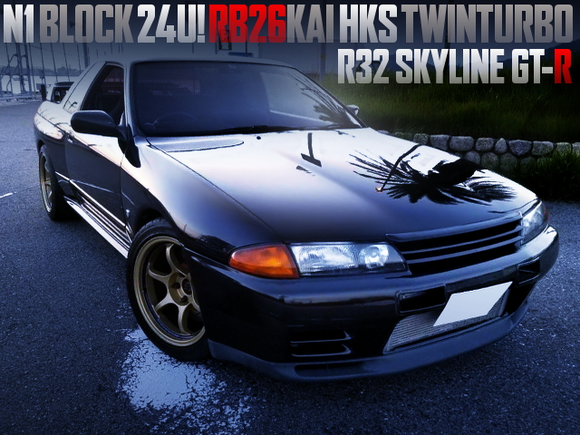 RB26 With N1 BLOCK 24U AND HKS TWINTURBO INTO R32 GT-R BLACK