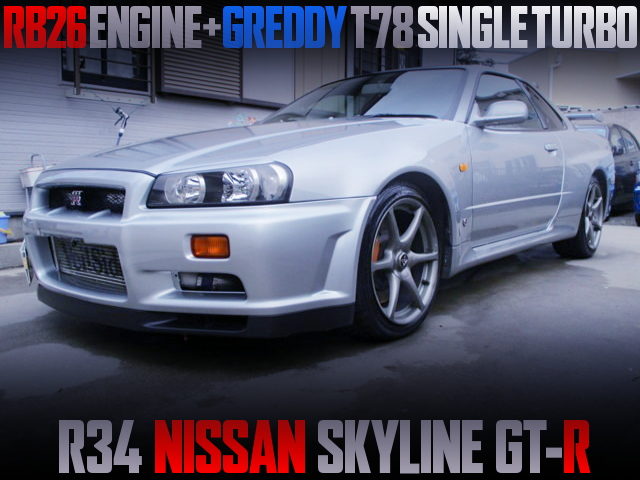 RB26 With T78 SINGLE TURBO INTO R34 SKYLINE GT-R SILVER