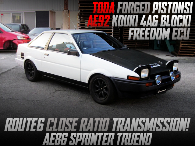 AE92 KOUKI 4AG BLOCK AND TODA PISTONS With ROUTE 6 CLOSE RATIO GEARS INTO AE86 TRUENO.