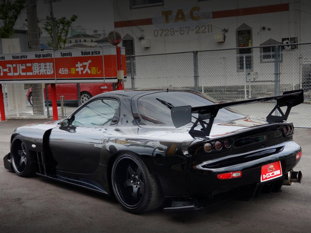 REAR EXTERIOR OF FD3S RX-7 TYPE-RB S-PACKAGE WIDEBODY.