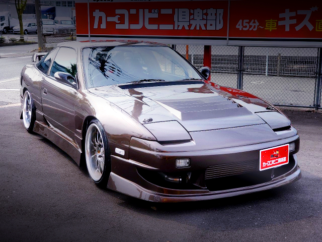 FRONT EXTERIOR OF 180SX With WIDEBODY AND BROWN METALLIC.