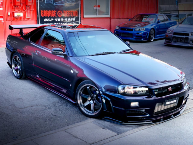 FRONT EXTERIOR OF R34 GT-R MIDNIGHT PURPLE 2.