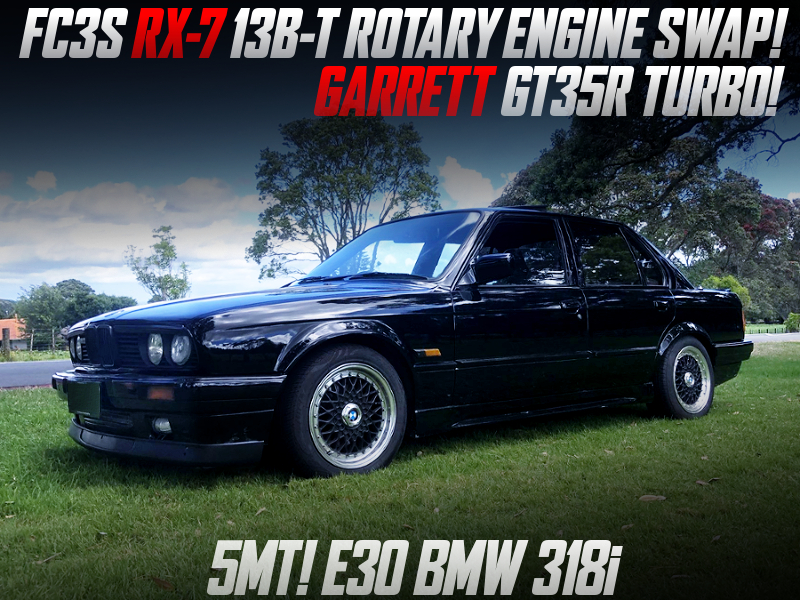 GARRETT GT35R TURBO ON 13B-T ROTARY ENGINE SWAPPED E30 BMW 318i 4-DOOR.