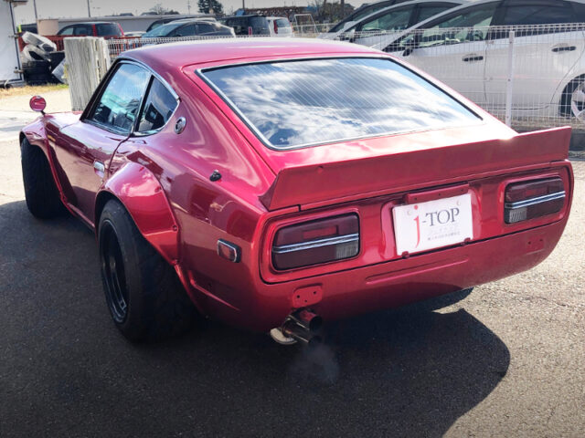 REAR EXTERIOR OF S30 DATSUN 240Z to WINE RED.