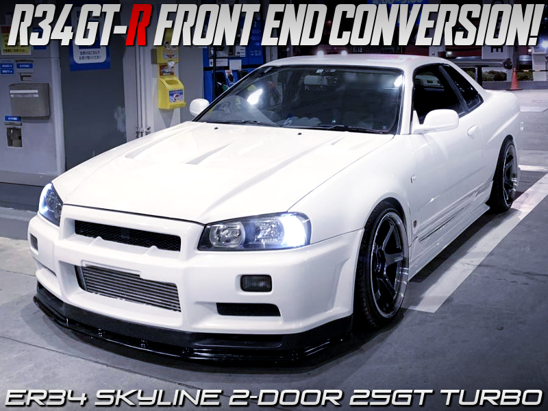ER34 SKYLINE With R34 GT-R FRONT END CONVERSION.