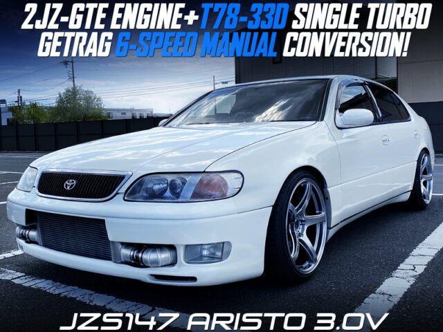 2JZGTE with T78-33D turbo And GETRAG 6MT into JZS147 ARISTO 3.0V WHITE. 