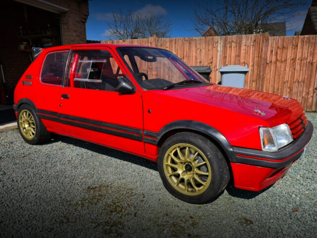 FRONT EXTERIOR OF PEUGEOT 205 GTI.