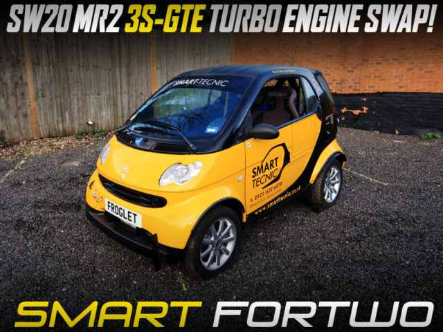 MR2 3S-GTE TURBO ENGINE and 5MT SWAPPED W450 1st Gen SMART FORTWO YELLOW BLACK.