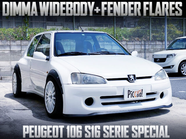 PEUGEOT 106 S16 SERIE SPECIAL with DIMMA WIDEBODY and FENDER FLARES.