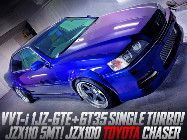 1JZ-GTE with GT35 SINGLE TURBO and JZX110 5MT MODIFIED OF JZX100 CHASER WIDEBODY.