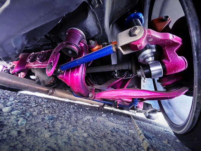 PURPLE PAINTED REAR SUBFRAME.
