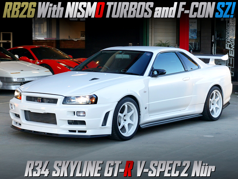 RB26DETT with NISMO TURBOS and F-CON SZ into R34 GT-R V-SPEC 2 Nur.