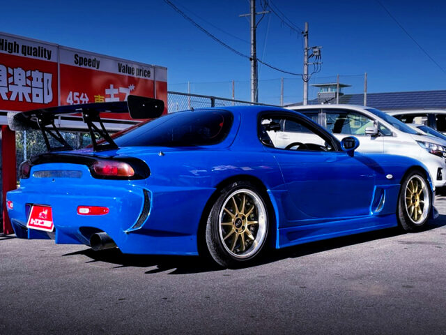 REAR EXTERIOR OF FD3S RX-7 TYPE-R BLUE PAINTED.