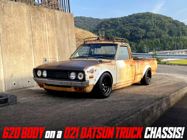 620 DATSUN TRUCK BODY on a D21 DATSUN TRUCK CHASSIS.