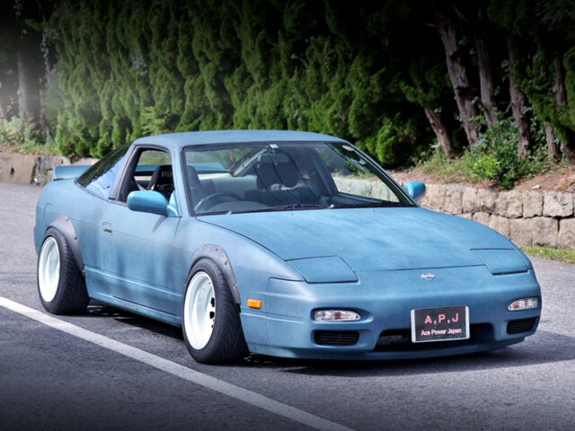 FRONT EXTERIOR of MATTE BLUE GREEN 180SX TYPE-S.