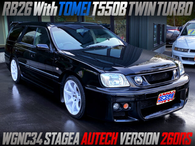 RB26 with TOMEI T550B TWIN TURBO into WGNC34 STAGEA AUTECH 260RS.