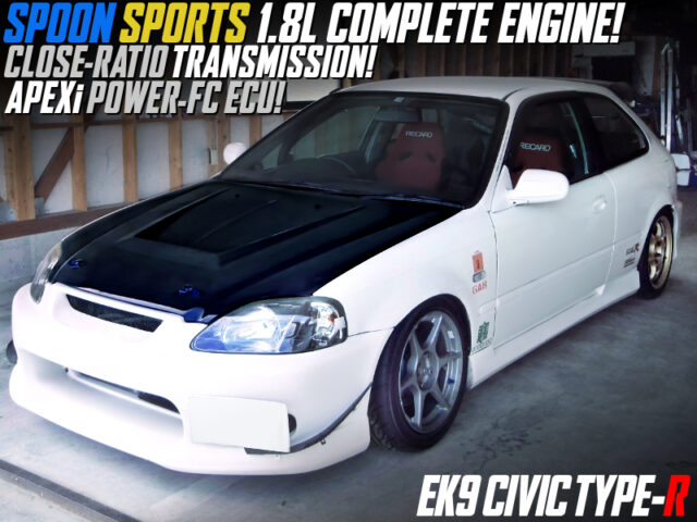 SPOON 1.8L COMPLETE ENGINE with CLOSE RATIO GEARBOX into EK9 CIVIC TYPE-R.