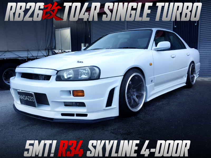RB26 SWAP with TO4R SINGLE TURBO and POWER-FC ECU into R34 SKYLINE 4-DOOR.