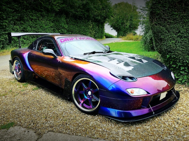 FRONT EXTERIOR of PURPLE WIDEBODY FD3S RX7.