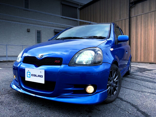 FRONT EXTERIOR of BLUE NCP13 VITZ RS.