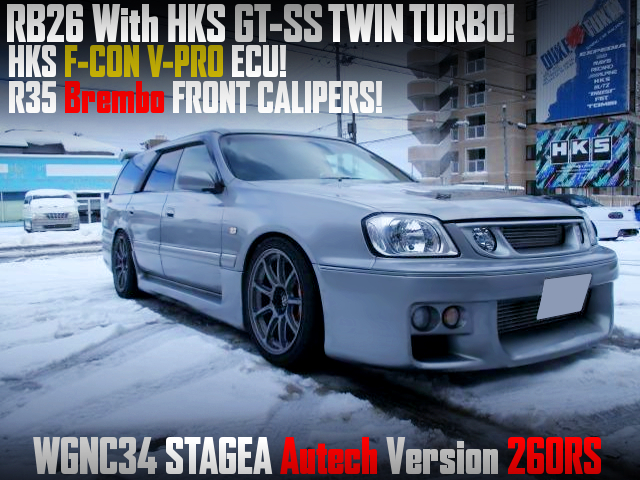 RB26 With HKS GT-SS TWIN TURBO into WGNC34 STAGEA Autech Version 260RS.