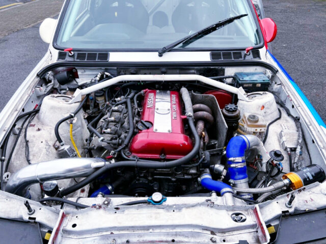SR20DET TURBO ENGINE into E30 BMW 325i ENGINE ROOM.