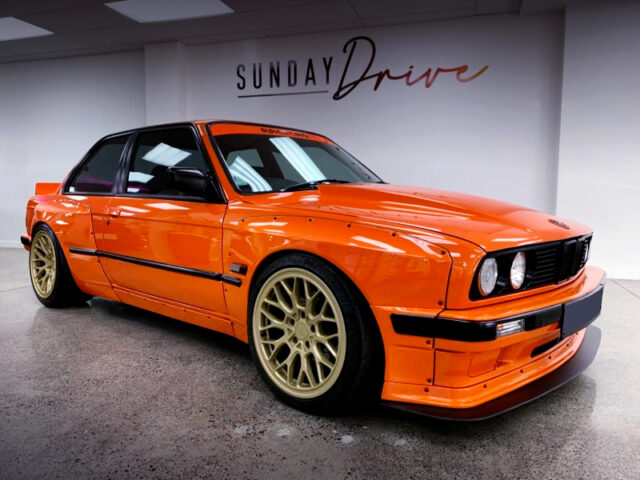 FRONT EXTERIOR of PANDEM WIDEBODY E30 BMW 3-SERIES COUPE.