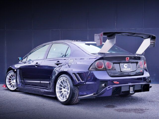 REAR EXTERIOR of WIDEBODY FD2 CIVIC TYPE-R PURPLE.