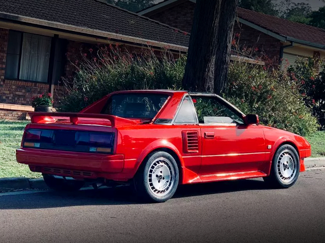 REAR EXTERIOR of RED AW11 MR2.