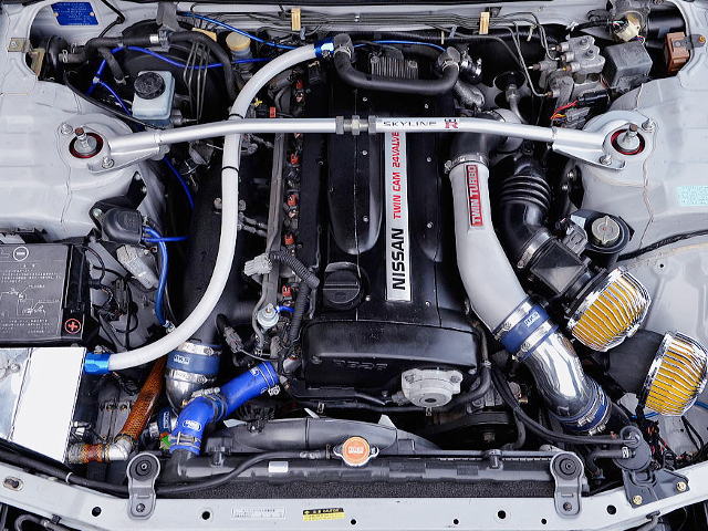 RB26DETT TWIN TURBO ENGINE with HKS GT-SS TURBOS.