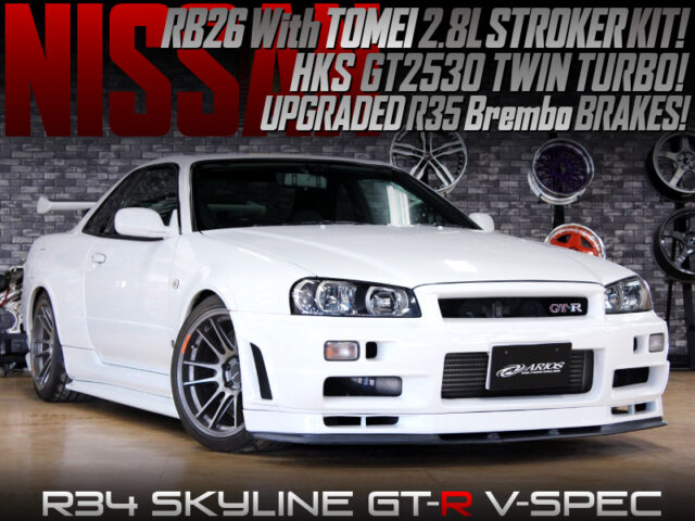 TOMEI 2.8L STROKED RB26 With GT2530 TURBOS into R34 GT-R V-SPEC.