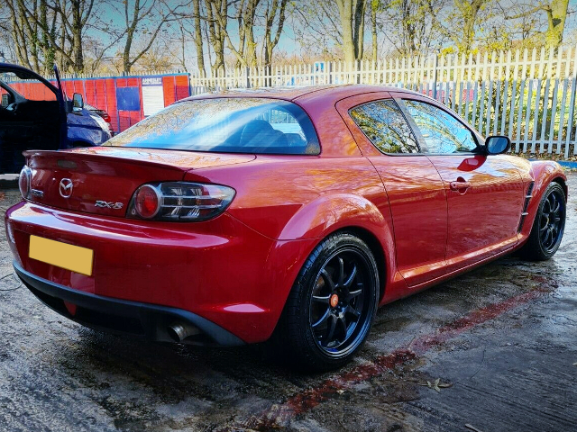 REAR RIGHT-SIDE EXTERIOR of RED SE3P MAZDA RX8.