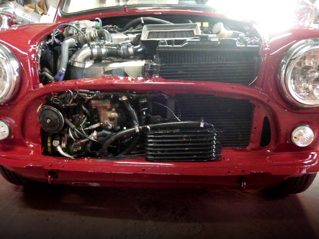 FRONT MOUNT OIL COOLER on F6A TWIN CAM TURBO.