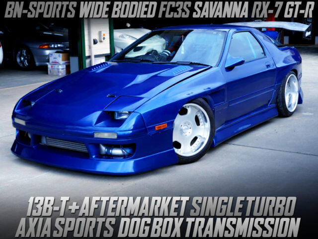 BN SPORTS WIDE BODIED,13B-T With AFTERMARKET TURBO and DOG GEARBOX into FC3S RX-7 GT-R.