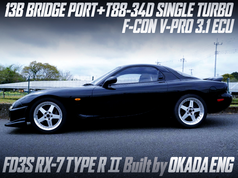 SIDE PORTED 13B With T88-34D SINGLE TURBO into FD3S RX7 BUILT by OKADA ENGINEERING.