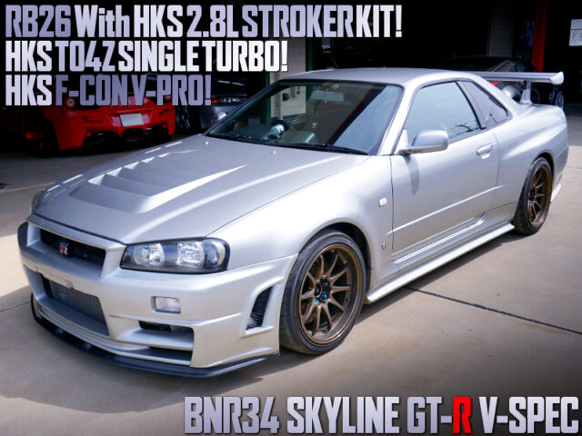 2.8L STROKED RB26 With TO4Z SINGLE TURBO into R34 GT-R V-SPEC.