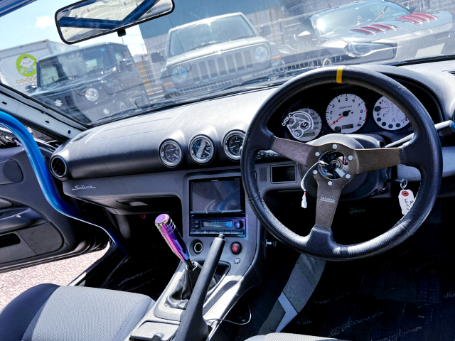 S15 SILVIA INTERIOR With AFTERMARKET STEERING and AFTERMARKET GAUGES.