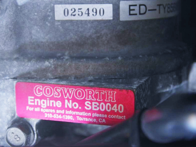 COSWORTH ENGINE SERIAL NUMBER PLATE.
