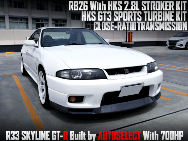 2.8L STROKED RB26 With GT3 TURBOS into R33 GTR BUILT by AUTOSELECT.
