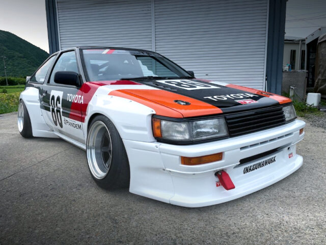 FRONT EXTERIOR of PANDEM WIDEBODY AE86 LEVIN GTV.