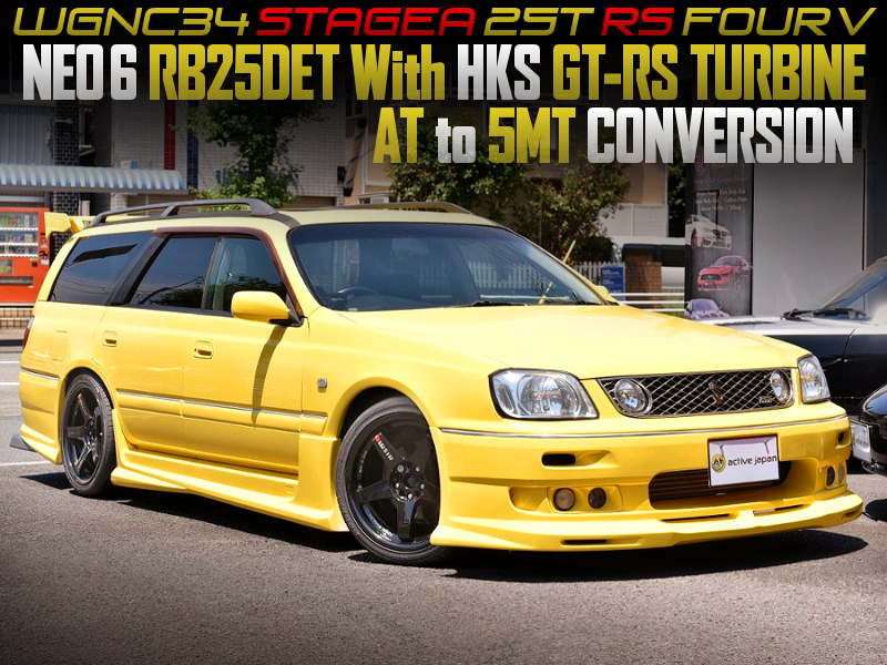 RB25DET With HKS GT-RS SINGLE TURBO, and AT to 5MT CONVERSION of WGNC34 STAGEA 25t RS FOUR V.