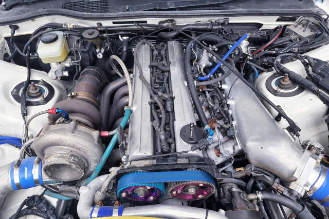 2JZ-GTE With 3.1L STROKER and T51R KAI SINGLE TURBO.