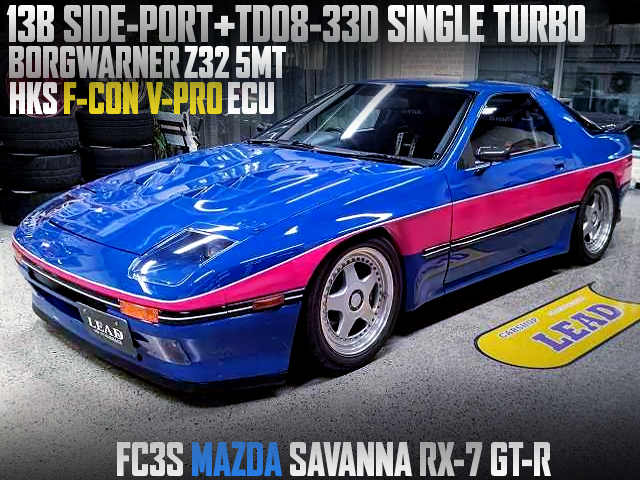 13B SIDE-PORT with TD08-33D SINGLE TURBO and Z32 5MT into FC3S SAVANNA RX-7 GT-R.