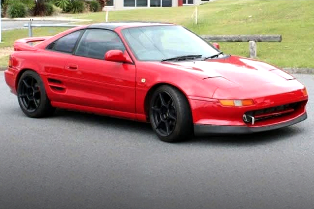 FRONT RIGHT-SIDE EXTERIOR of RED SW20 MR2.