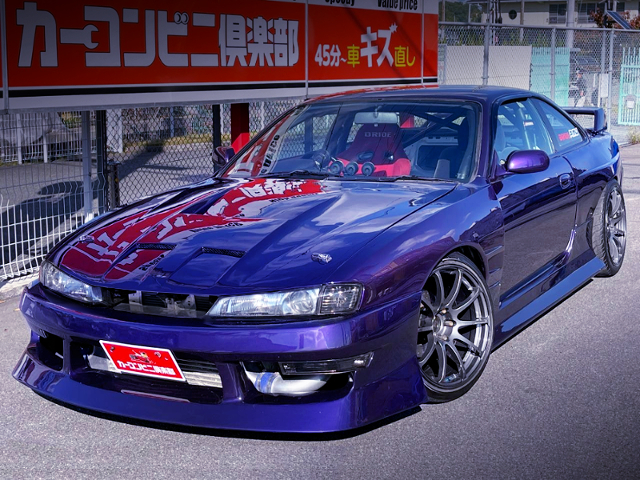 FRONT EXTERIOR of PURPLE LATE-MODEL S14 SILVIA.