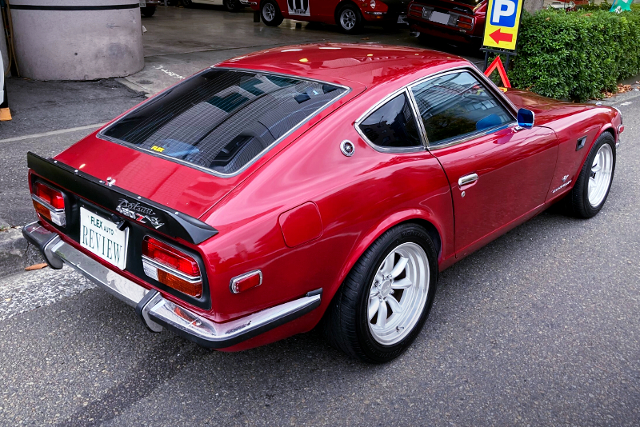 REAR RIGHT-SIDE EXTERIOR of RED HLS30 DATSUN 240Z.