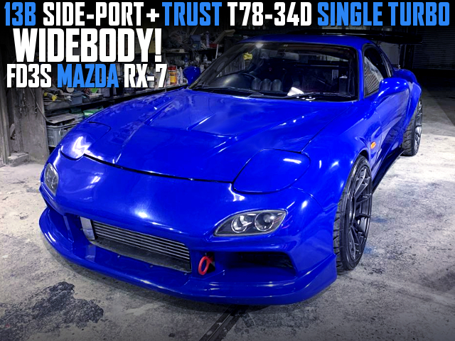 13B SIDE PORT With T78-34D SINGLE TURBO of WIDEBODY FD3S RX-7.