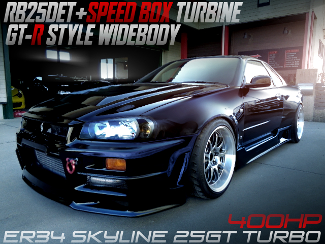 GT-R STYLW WIDE BODIED, RB25DET With SPEED BOX TURBINE into ER34 SKYLINE 2-DOOR.