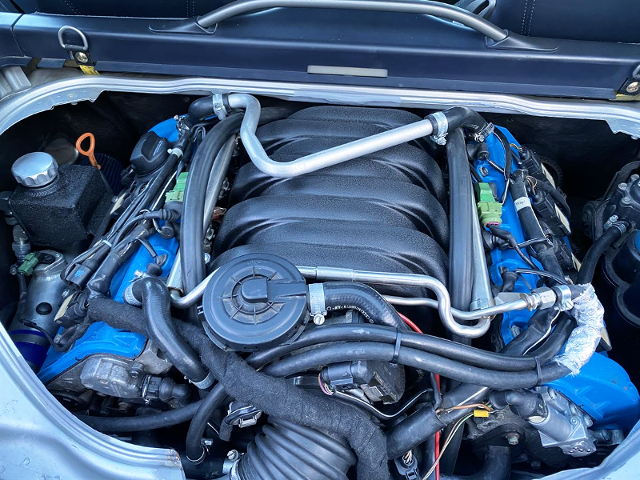 Audi S8 4.2L V8 ENGINE into 987 CAYMAN S ENGINE ROOM.